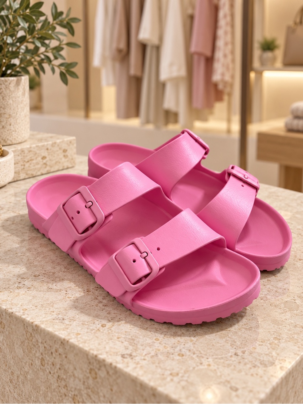 Birkenstock Pink Double Buckle EVA Slide Sandals